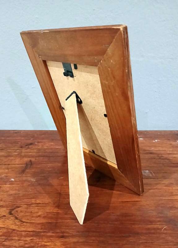 Vintage Hand-Carved Wooden Standing Frame | Natural Grain & Linear Detail,,,