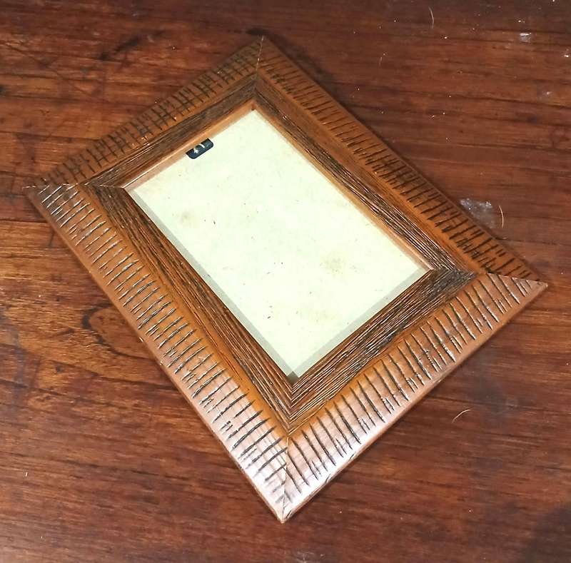 Vintage Hand-Carved Wooden Standing Frame | Natural Grain & Linear Detail,,,