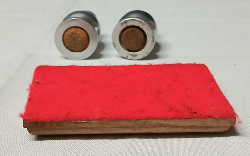 Vintage Mid-Century Salt & Pepper Shakers | Silver Metal on Teak Wood Stand | Possibly South African