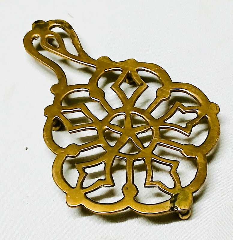 Vintage Ornate Brass Trivet | Footed Hot Plate Stand with Floral Scrollwork | Vintage Kitchen Decor