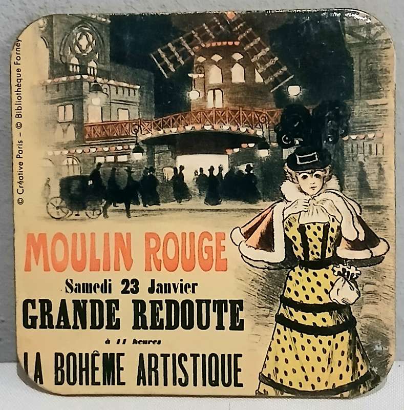Vintage Parisian Poster Coaster Set (x6) | Moulin Rouge, Folies-Bergère, Belle Époque Style