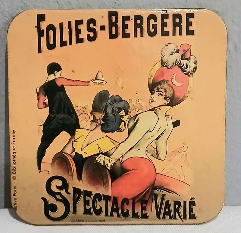 Vintage Parisian Poster Coaster Set (x6) | Moulin Rouge, Folies-Bergère, Belle Époque Style