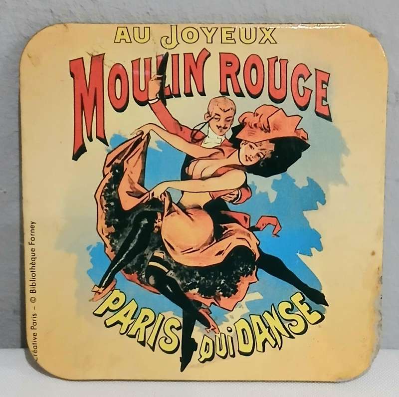 Vintage Parisian Poster Coaster Set (x6) | Moulin Rouge, Folies-Bergère, Belle Époque Style