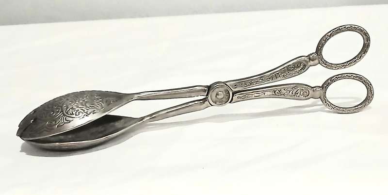 Vintage Silver-Tone Bird Claw Serving Tongs | EP Zinc | Ornate Handles | 23cm Length