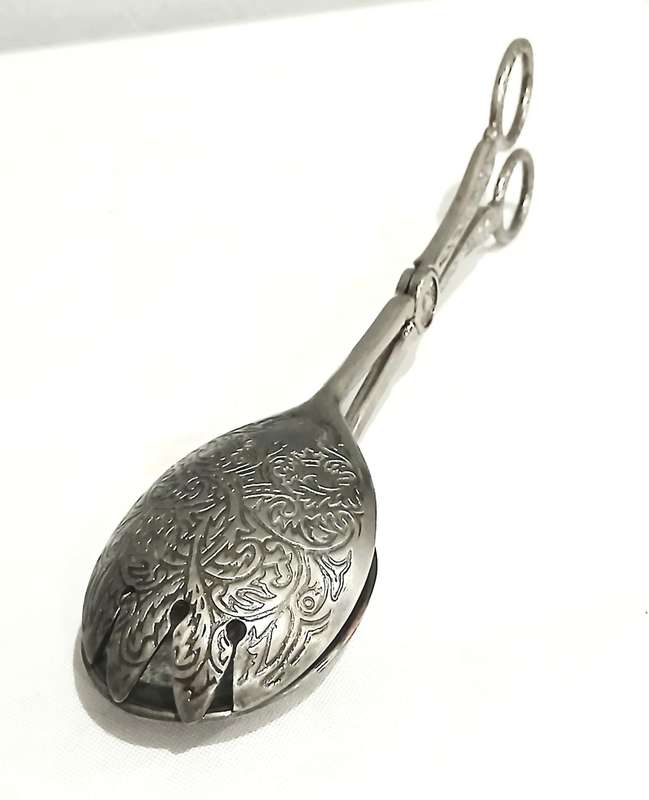 Vintage Silver-Tone Bird Claw Serving Tongs | EP Zinc | Ornate Handles | 23cm Length