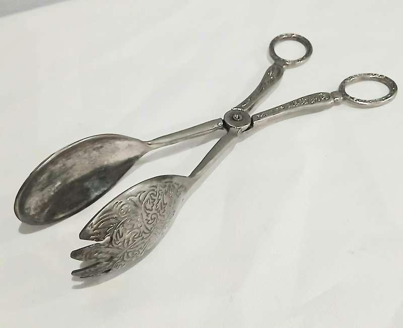 Vintage Silver-Tone Bird Claw Serving Tongs | EP Zinc | Ornate Handles | 23cm Length