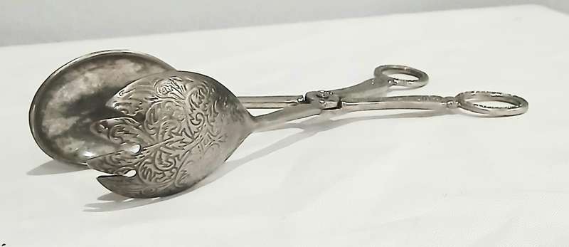Vintage Silver-Tone Bird Claw Serving Tongs | EP Zinc | Ornate Handles | 23cm Length