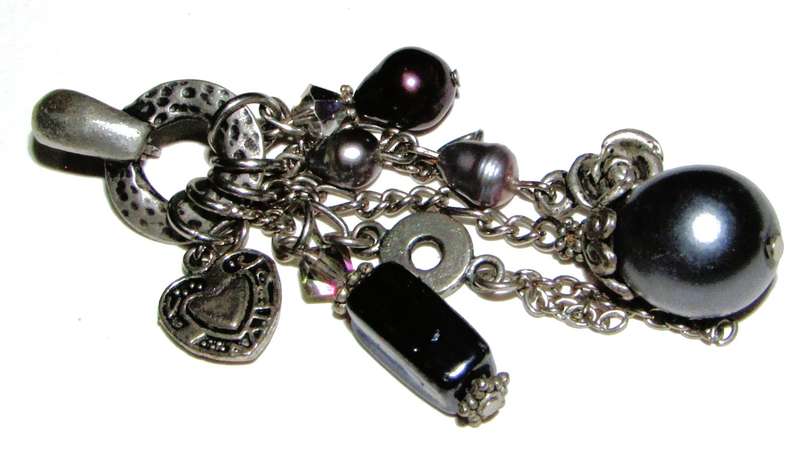 Vintage Silver-Tone & Metallic Gray Beaded Necklace | Removable Statement Pendant