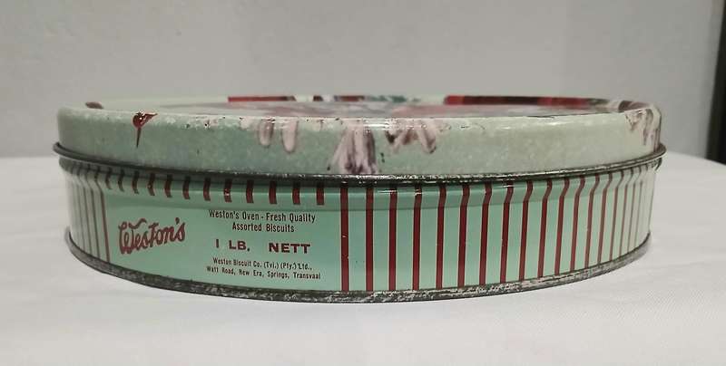 Vintage Weston's Assorted Biscuit Tin | Red Floral Design | 23.6cm Diameter