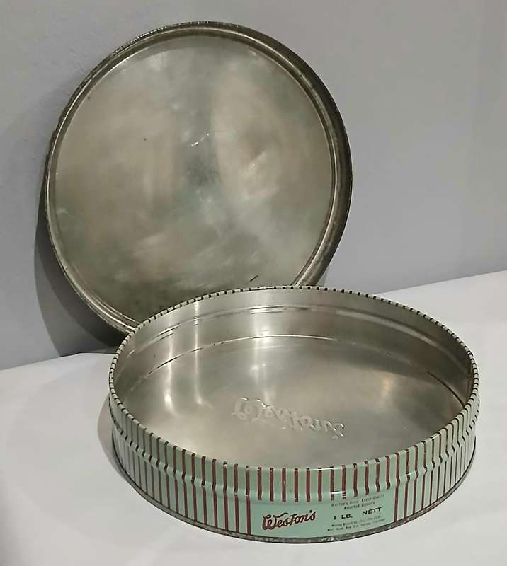 Vintage Weston's Assorted Biscuit Tin | Red Floral Design | 23.6cm Diameter