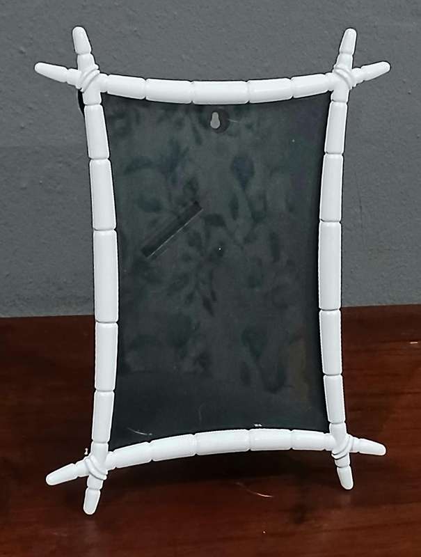 Vintage White Bamboo-Style Frame | Chinese-Made Metal with Satin Backing