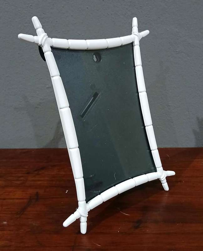 Vintage White Bamboo-Style Frame | Chinese-Made Metal with Satin Backing