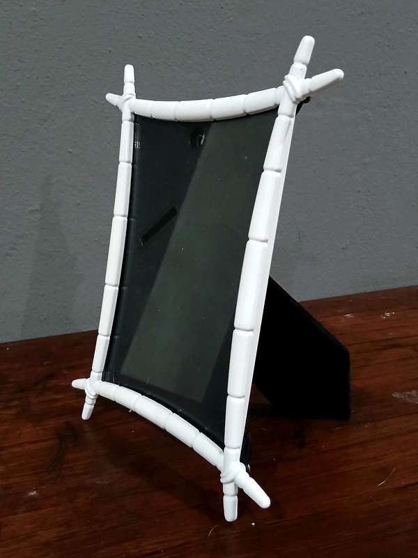 Vintage White Bamboo-Style Frame | Chinese-Made Metal with Satin Backing