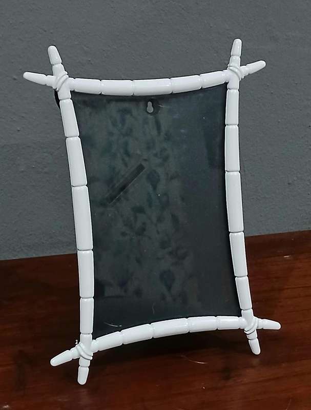 Vintage White Bamboo-Style Frame | Chinese-Made Metal with Satin Backing