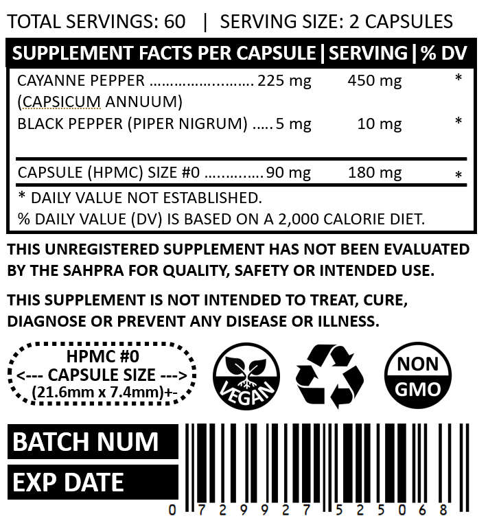 CAYENNE PEPPER CAPSULES (120)