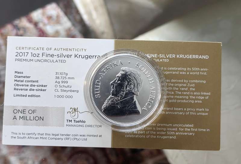 2017 Silver Kruger 50th Anniversary limited coin