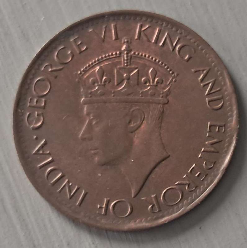 1943 CEYLON 1 CENT : THIN PLANCHET