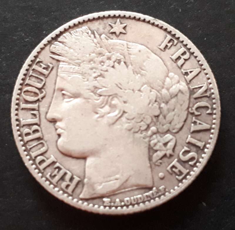 1872 France 1 franc : small A