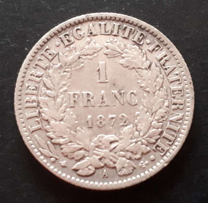 1872 France 1 franc : small A