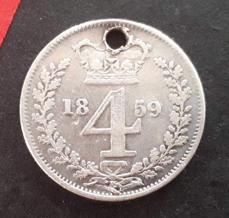 1859 GREAT BRITAIN MAUNDY FOUR PENCE :  "RARITY"