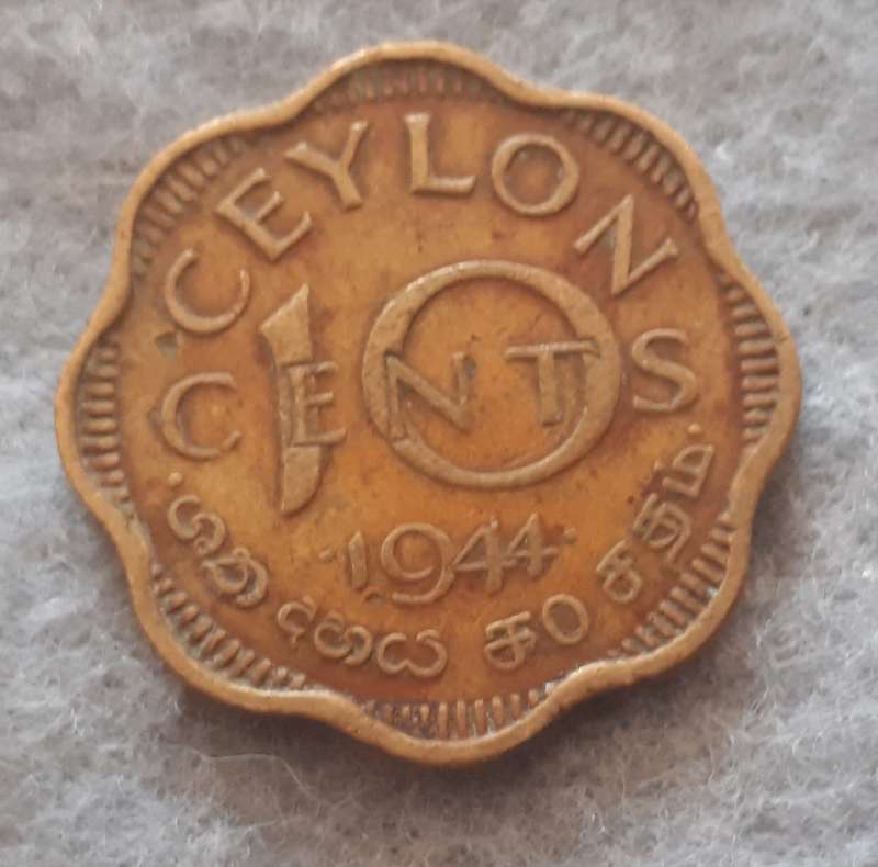 1944 CEYLON 10 CENT
