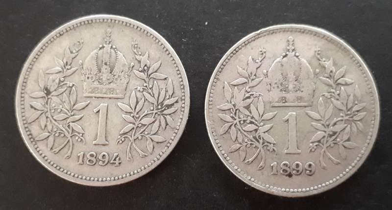 1894 & 1899 AUSTRIAN EMPIRE : FRANZ JOSEPH I  : 1 CORONA PAIR