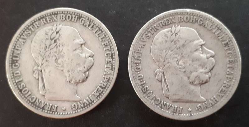 1894 & 1899 AUSTRIAN EMPIRE : FRANZ JOSEPH I  : 1 CORONA PAIR