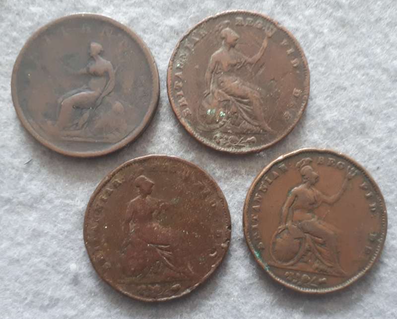 1806 + GREAT BRITAIN ONE PENNIES X 4