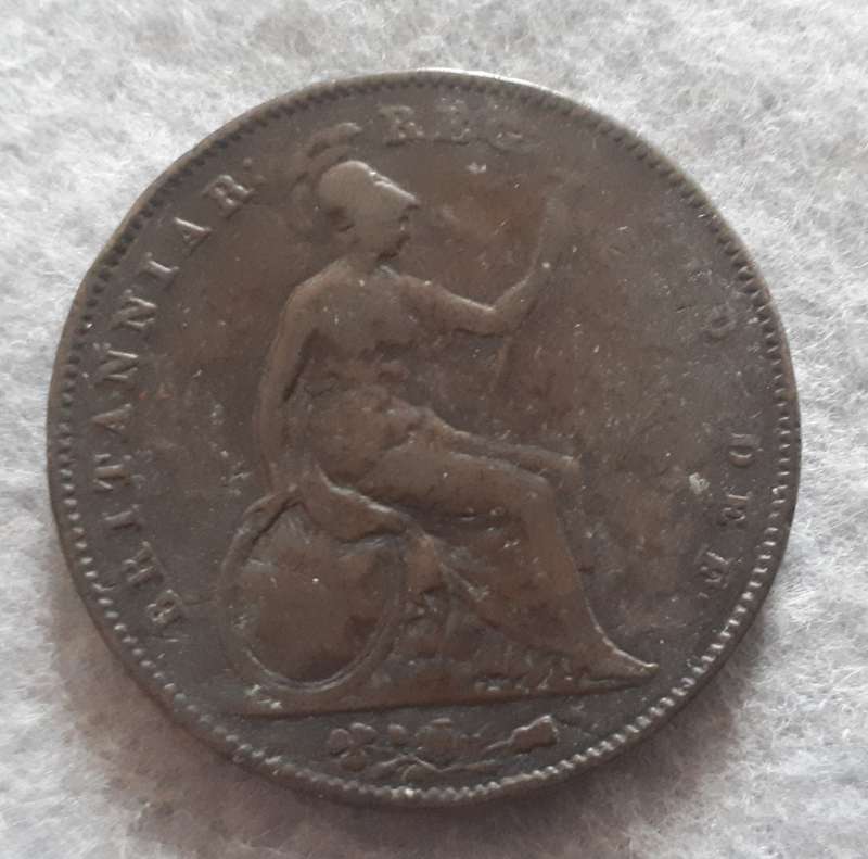 1854 GREAT BRITAIN ONE PENNY : NEAR COLON