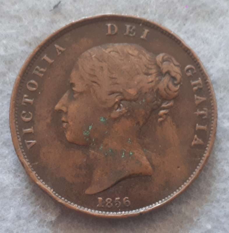 1856 GREAT BRITAIN ONE PENNY : FAR COLON