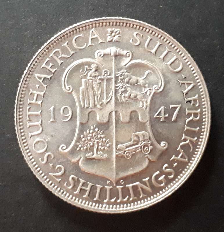 1947 UNION OF SOUTH AFRICA  PROOF TWO SHILLING