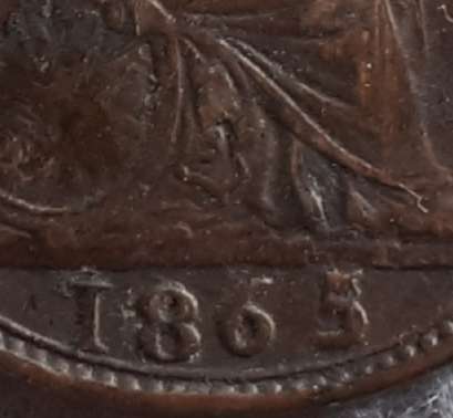1865 GREAT BRITAIN FARTHING : VARIETY : 5 0VER 2