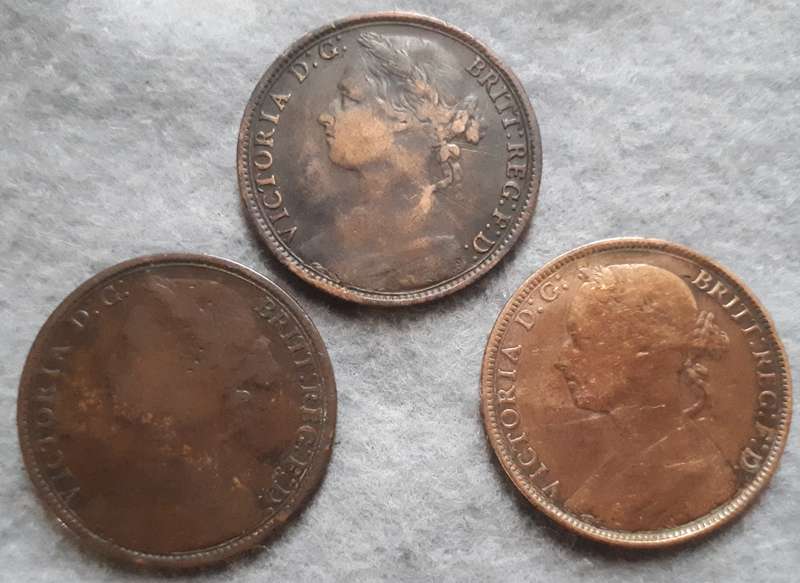 1879 + GREAT BRITAIN ONE PENNY TRIO