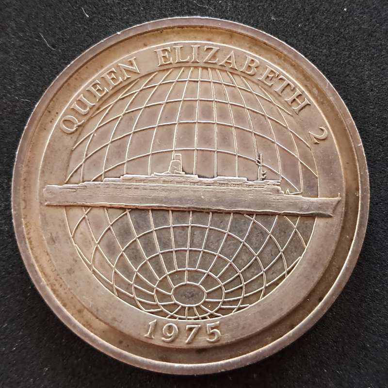 QUEEN ELIZABETH II CRUISE SHIP STERLING SILVER MEDALLION