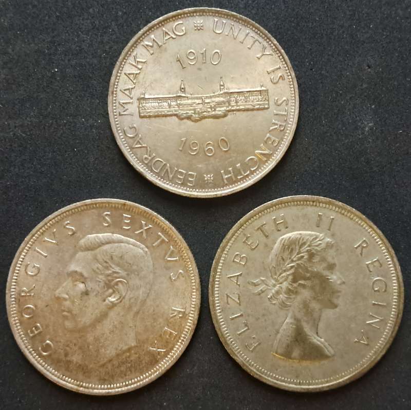 3 X UNION OF SOTH AFRICA 5 SHILLING TRIO