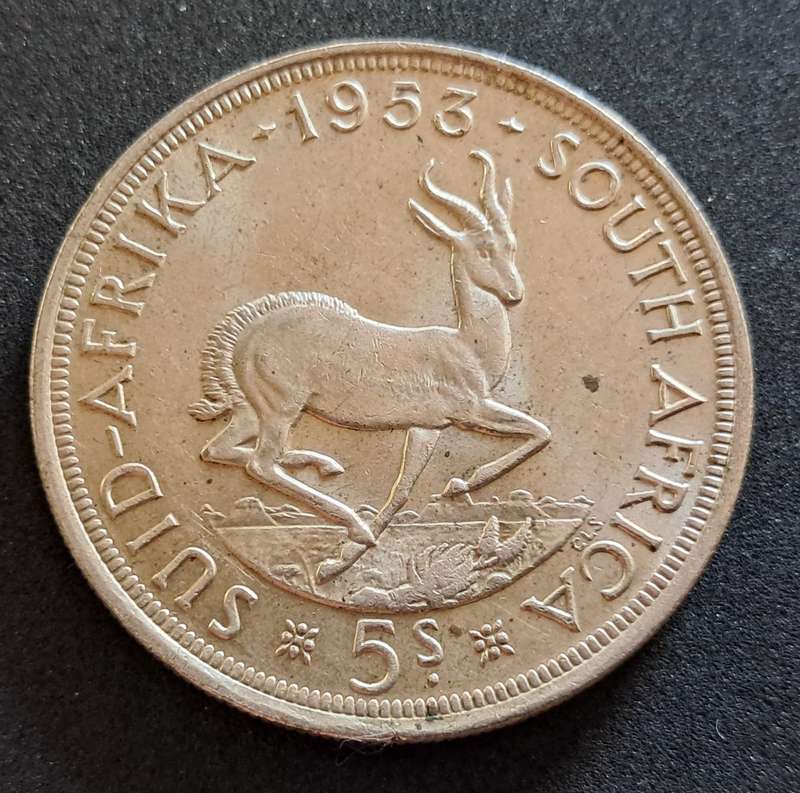 1953 SAU 5 SHILLING