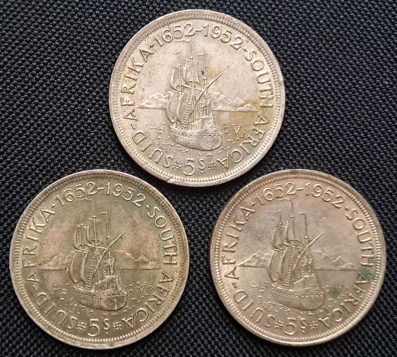 3 X 1952 SAU 5 SHILLING TRIO
