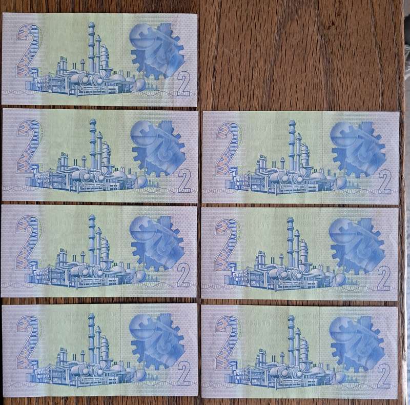 RSA TWO RAND NOTES IN SEQUENCE : G.DE KOCK  X 7