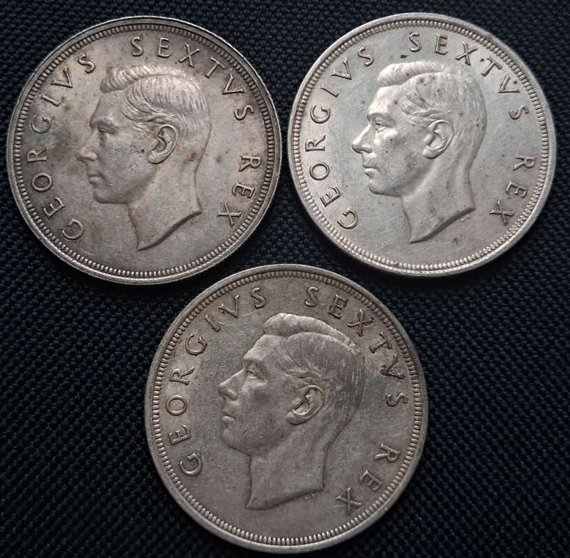 1948 , 1948 & 1950  SAU 5 SHILLINGS