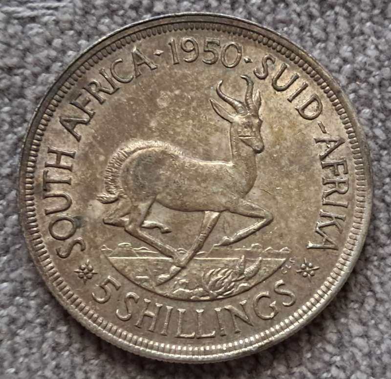 1950 UNION OF SOUTH AFRICA 5 SHILLING