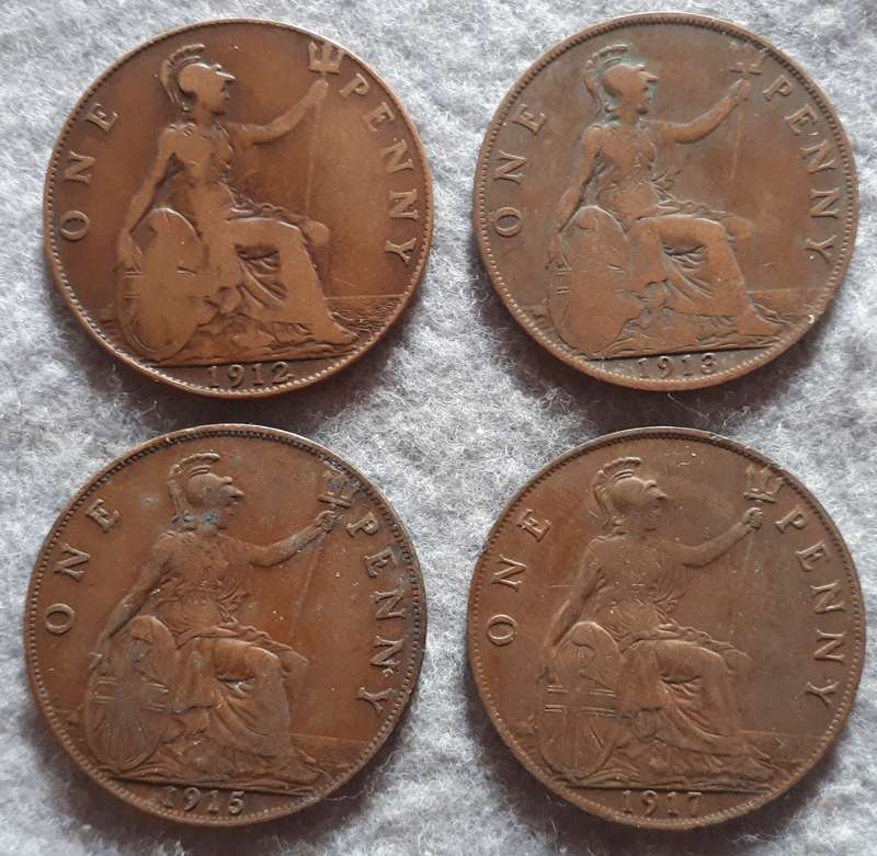 1912 - 1917 GREAT BRITAIN ONE PENNY LOT