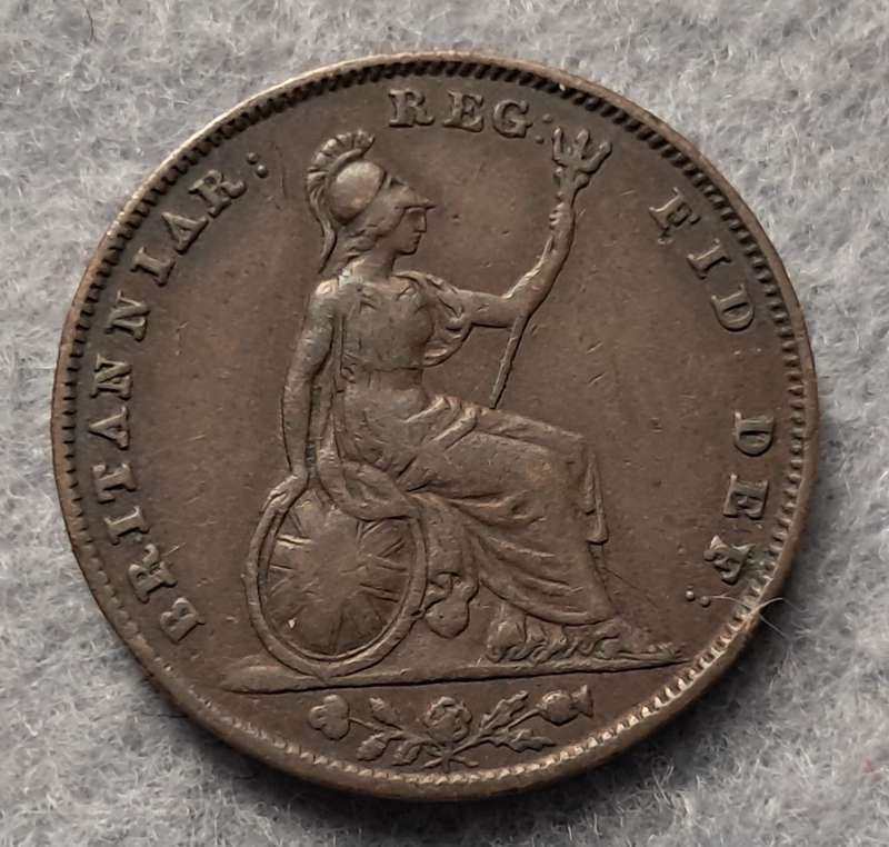 1855 GREAT BRITAIN FARTHING : INCUSED WW VARIETY