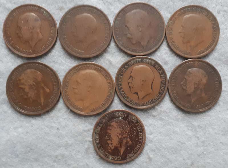 1924 - 1934 GREAT BRITAIN HALF PENNY LOT X 9
