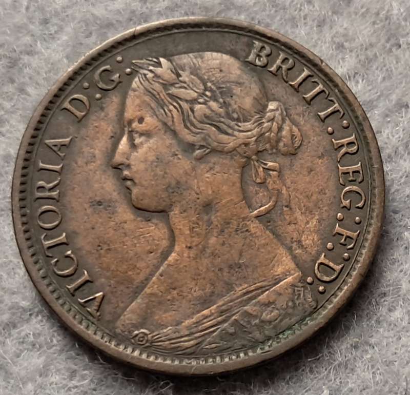 1865 GREAT BRITAIN FARTHING : VARIETY : 5 OVER 3