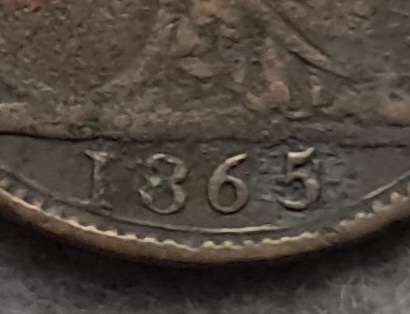 1865 GREAT BRITAIN FARTHING : VARIETY : 5 OVER 3