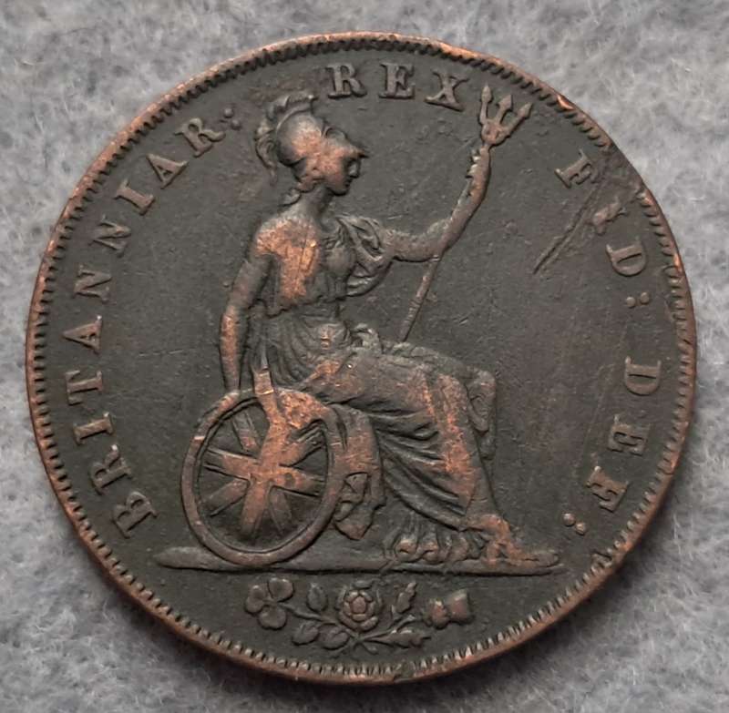 1827 GREAT BRITAIN HALF PENNY : KING GEORGE IV