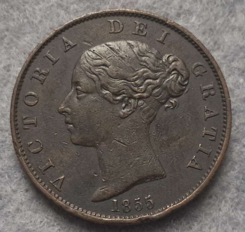 1855 GREAT BRITAIN HALF PENNY