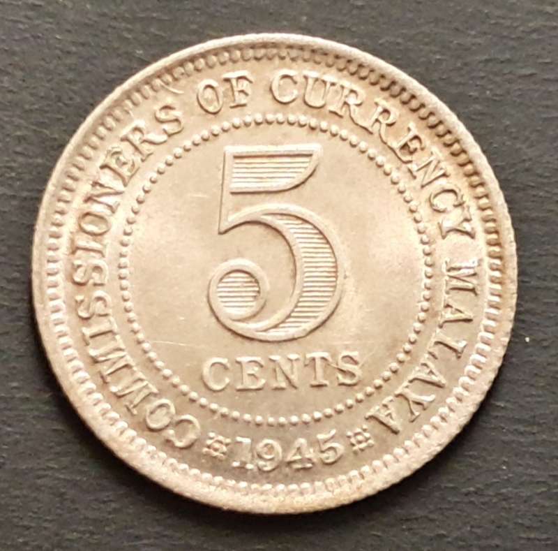 1945 MALAYA 5 CENTS : HIGH GRADE