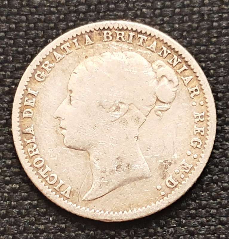 1872 GREAT BRITAIN SIXPENCE : DIE NO.8