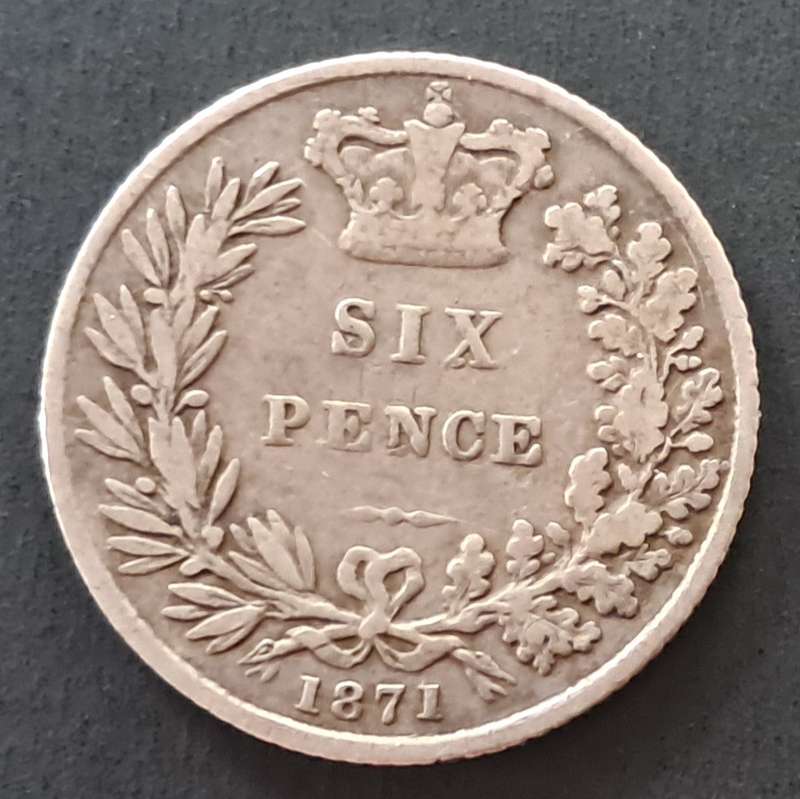 1871 GREAT BRITAIN SIXPENCE